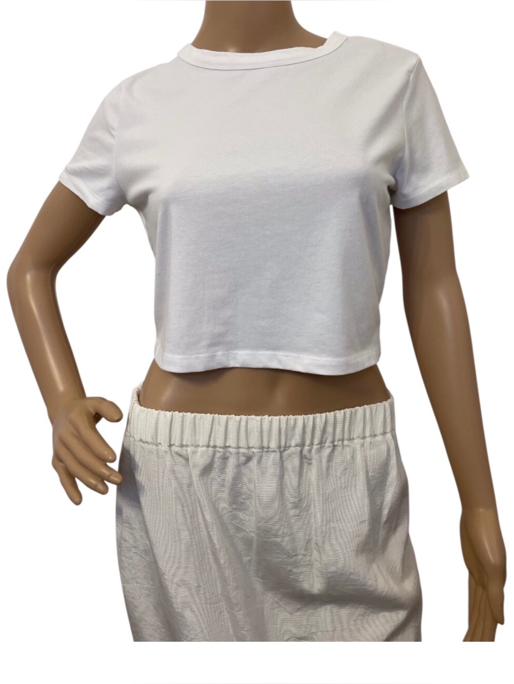 Women's Girls Junior Wild Fable White Crop Top, L